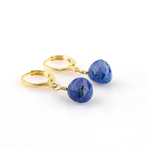 Miniatura 31 de Aretes de aro de cristal afganita natural Piedras afganas de alto grado Aretes chapados en plata Gota lisa Joyas de piedras preciosas hechas
