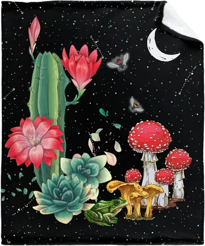 Miniatura 11 de Manta de hongos, ultra suave, cálida y ligera, de franela de forro polar con microhongos, para cama, sofá, regalo de viaje, decoración de hongos