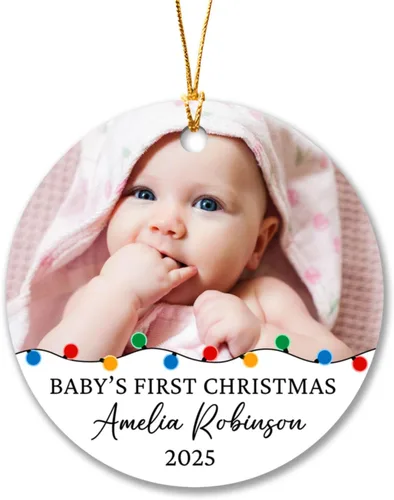 Miniatura 9 de Adorno de Navidad personalizado con foto del primer año del bebé 2025, adorno de Navidad con foto personalizada del primer año del bebé para nuevos