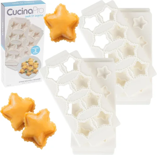 Moldes para ravioles de estrellas (paquete de 2) – Mini estrellas del 4 de julio de 2 pulgadas – Máquina de pasta rellena casera – Bandeja de 2