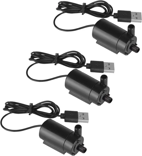 Mini bomba de agua micro sumergible USB de 3 a 5 V CC, pequeña bomba de acuario para pecera, acuarios, fuente de estanque, jardín hidropónico (negro)
