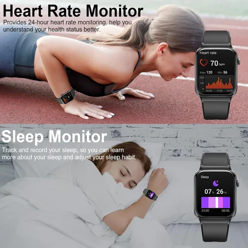 Miniatura 2 de Reloj inteligente para hombres y mujeres, rastreador de fitness, monitor de ritmo cardíaco, reloj inteligente táctil HD de 1.85" para Android iOS