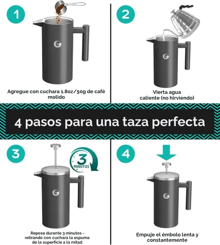 Miniatura 7 de Coffee Gator cafetera a presión SS, Gris plomizo