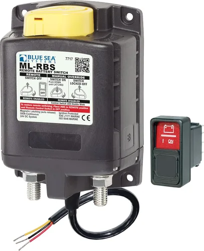 Blue Sea Systems Solenoide 7717 ML RBS SPST con control manual de liberación automática, 24V