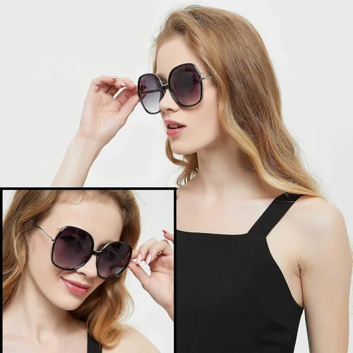 Miniatura 3 de ANDWOOD Lentes de sol de gran tamaño para mujer, marco ancho cuadrado, retro, moderno, protección UV