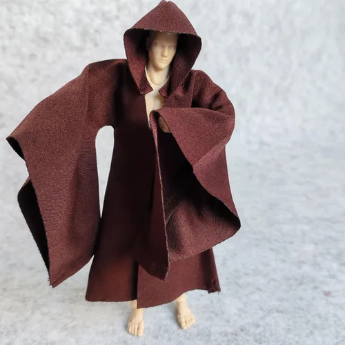 Miniatura 5 de SSbeauty M Bata de tela a escala 1:12 con sombrero para figura de acción de muñeca de 6 pulgadas y 6 pulgadas (sin figura) (manga L marrón)