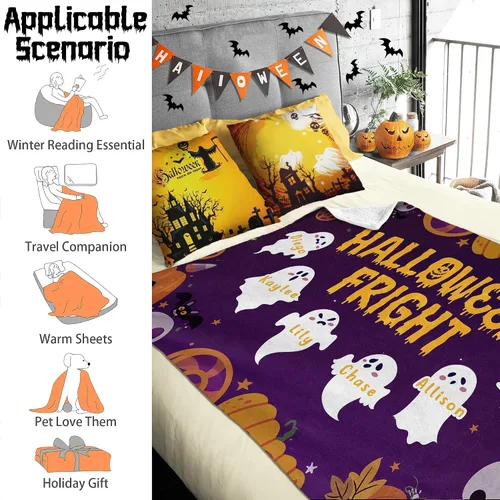 Miniatura 4 de Youltar Regalos temáticos de Halloween, manta de Halloween personalizada con nombre, regalos personalizados de Halloween para mujeres, hombres