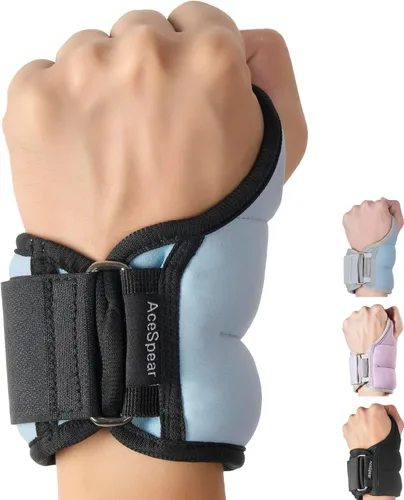 Miniatura 8 de AceSpear - Pesas de muñeca con cierre de bucle para pulgar para hombres y mujeres, 1 libra * 2, 2 libras * 2, 3 libras * 2, pesas de tobillo, Púrpura