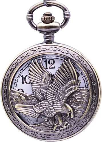 Miniatura 4 de Udaney Eagle - Reloj de bolsillo de regalo con cadena de cuarzo vintage Half Hunter American 2022 Fashion, bronce, Eagle