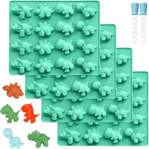Miniatura 13 de Juego de 5 moldes de goma de silicona, moldes de silicona para dulces con 2 cuentagotas para un relleno cómodo, juego de moldes de gomita incluye