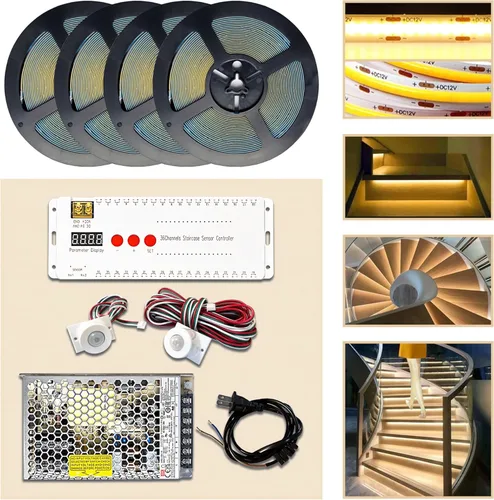 PIR Sensor de movimiento LED Luces de escalera para interiores y exteriores Escalera Escalera Kit de iluminación con 3000K blanco cálido COB
