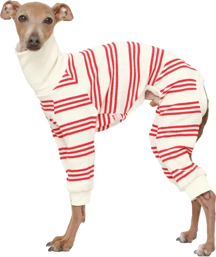 Miniatura 19 de D Doggy Star - Suéter de galgo italiano de cuello de tortuga, conjunto de mono de vellón cálido, ropa de Whippet para perro (XL, azul marino Pkt)
