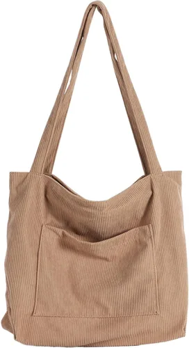 WantGor Bolso de mano de pana para mujer, bolso de hombro grande, bolsos casuales de gran capacidad, bolsa de trabajo de compras