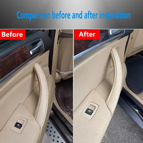 Miniatura 3 de Funda de Manija de Puerta Compatible con BMW X5 Serie E70/E70 LCI 2008-2013, BMW X6 Serie E71/E72 2008-2014 (3 Piezas) (Beige)