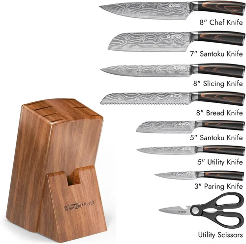 Miniatura 2 de Juego de cuchillos Yatoshi - Juego profesional de cuchillos de cocina ultraafilados de acero inoxidable de alto carbono con mango ergonómico.