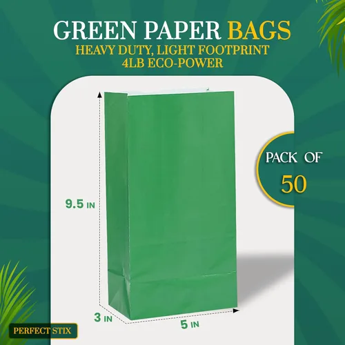 Miniatura 2 de Bolsas de papel verde, paquete de 50 unidades de 4 libras