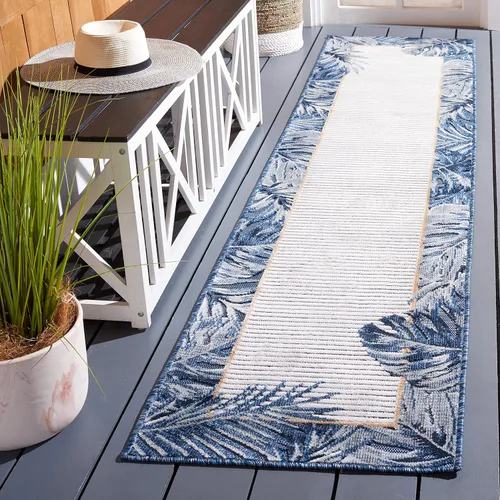 SAFAVIEH Cabana Collection - Alfombra de pasillo, 2 x 9 pies, diseño tropical, no desprende pelusa y de fácil cuidado, para interiores y exteriores,