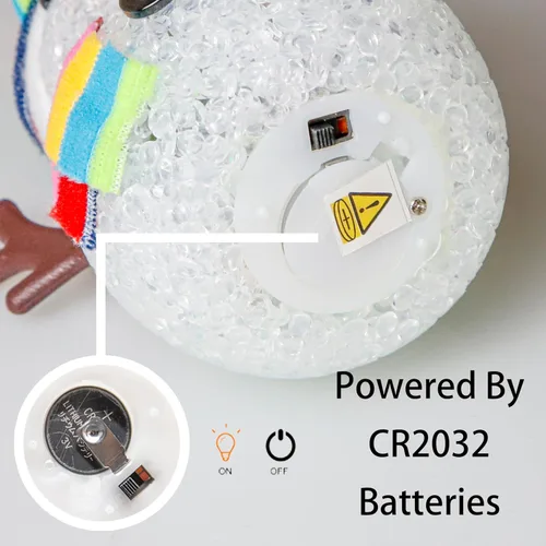 Miniatura 6 de YAKii Adornos de Navidad de 18.5 cm, lámpara de muñecos de nieve LED con cambio de color con sombrero y bufanda coloridos, pieza central