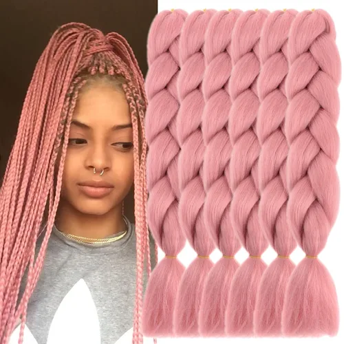 Miniatura 21 de 3 paquetes de extensiones de cabello sintético para trenzar de color negro a azul, tamaño jumbo ombré, de 24 pulgadas o trenzas de ganchillo