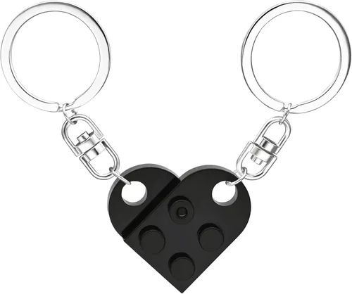 Llavero de ladrillo a juego para parejas, bonito juego de llaveros en forma de corazón, dulces regalos para novia, novio, amistad
