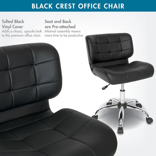 Miniatura 4 de Calico Designs - Silla de oficina moderna sin brazos con cresta negra, silla giratoria de oficina, silla de escritorio, silla de computadora