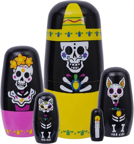 Miniatura 12 de Muñecas rusas "matrioskas", 5 unidades, 15 cm de alto, diseño de animales, huevos de Pascua, juguetes de anidación, muñecas de madera hechas a mano