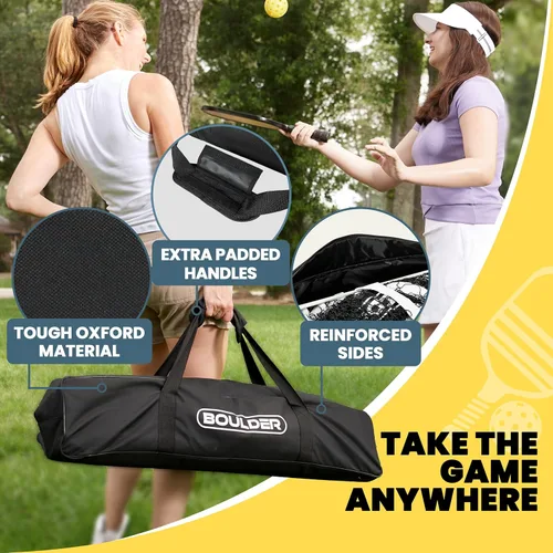 Miniatura 5 de Boulder Portable Badminton Pickleball Net - Foldable/Extendable Poles for Multiple Sports Heights (UP to 5 ft) - Ideal for Tennis, Pickleball, Negro