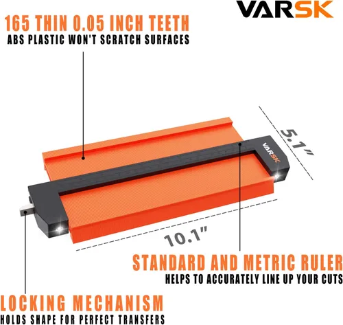Miniatura 9 de VARSK Herramienta de perfil de medidor de contorno con luz de 5 + 10 pulgadas, herramienta de contorno y forma súper duplicadora, regalos