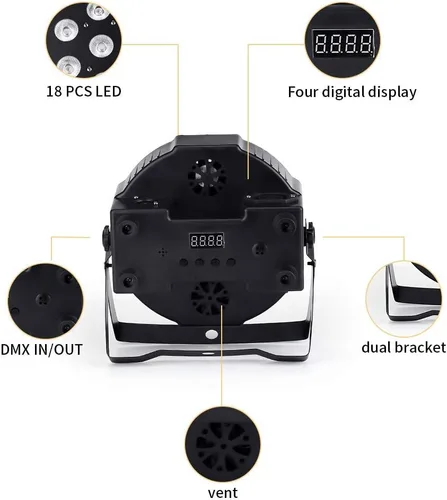 Miniatura 4 de Luces de escenario de 7 x 18 W con pruebas estrictas 6 en 1 RGBWA UV LED Par de luces LED activadas por sonido DMX512 Control brillante DJ Par luz