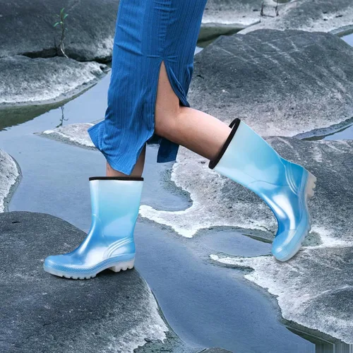 Miniatura 8 de DKSUKO Waterproof Womens Rain Boots insulated,Lightweight Rubber fashion Boots in Gardening,Warm and Comfortable Wide Calf Rain Boots with Glossy in