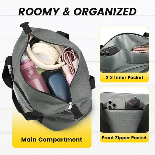 Miniatura 3 de Vorspack Bolsa de gimnasio pequeña Bolsa de lona de 14 pulgadas para viajes, bolsa de lona ligera para hombres y mujeres, bolsa de artículos