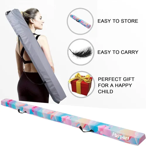 Miniatura 5 de FBSPORT Viga de Equilibrio de 8 pies/6 pies: Equipo de Gimnasia de Suelo Plegable para Niños y Adultos, Base de Goma Antideslizante, Viga