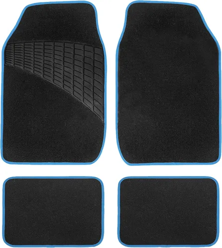 Miniatura 12 de FH Group Alfombrillas antideslizantes con almohadilla de talón de goma, ajuste universal para sedán, SUV y camión, juego completo beige/negro