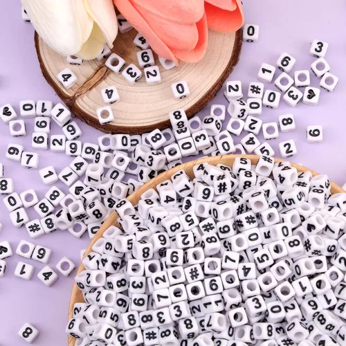 Miniatura 7 de Gresorth 800 cuentas acrílicas de cubo blanco para manualidades, pulseras, collares, llaveros de 0.236 x 0.236 pulgadas