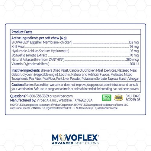 Miniatura 6 de MOVOFLEX Virbac - Suplemento de apoyo avanzado para la cadera y las articulaciones para perros medianos, 60