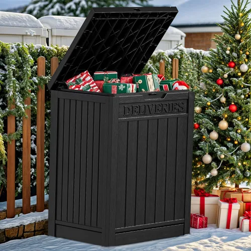 Miniatura 7 de YITAHOME Caja de entrega de paquete de resina de 51 galones para exterior, caja de almacenamiento con cerradura segura, caja de cubierta de resina