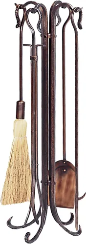 Miniatura 2 de UniFlame Juego de herramientas de chimenea rústica de bronce pesado de 5 piezas (F-1648)