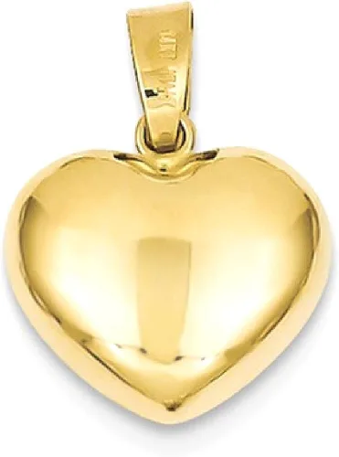 Miniatura 8 de Collar con dije de corazón 3 D de oro amarillo de 14 quilates, joyería fina inflada para mujer, regalos para ella