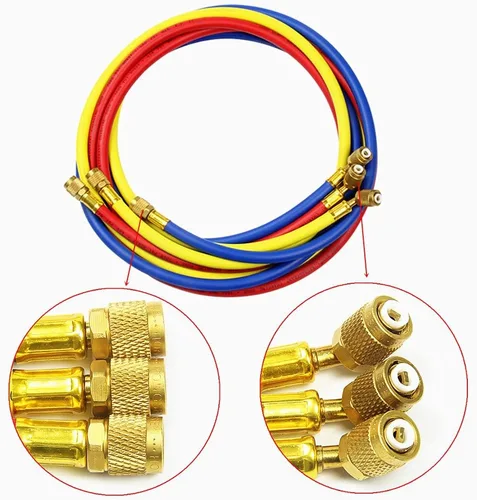 Miniatura 2 de Tubo de manguera de carga de CA, mangueras de calibradores HVAC de 72 pulgadas, manguera de carga de refrigerante para R134A R12 R22 R502 Juego