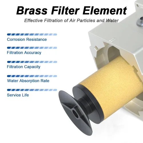 Miniatura 5 de AIRZOE 1" NPT Regulador de Filtro de Aire Comprimido Lubricador Combo, Separador de Agua para Compresor de Aire AC5010-10, Elemento de Latón de 5