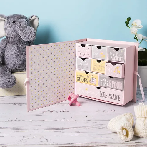 Miniatura 7 de Caja de recuerdos para bebé VOTUM para recuerdos preciados, de estilo de cuento de hadas - Cajas ligeras y hechas a mano con 9 compartimentos