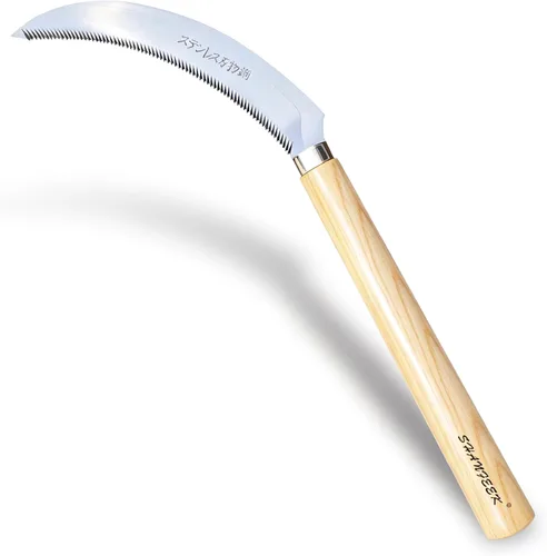 Hoz de hierba con dientes de sierra, azada de deshierbe japonesa, herramientas de deshierbe para jardín, acero inoxidable de alta resistencia con