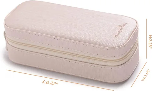 Miniatura 2 de SANQIANWAN Pequeña caja organizadora de viaje de joyería con estuche portátil de piel sintética para collares, anillos, aretes, diseño de borlas