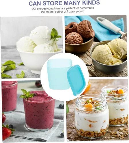 Miniatura 2 de BESTonZON Tarro casero redondo apilable, 9 unidades, para almacenamiento de sorbetes de terrario, postre de alimentos, yogur, congelador, portátil
