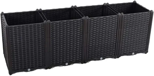 Miniatura 36 de Hershii Kits de cama elevada de jardín, contenedores rectangulares de plástico para plantas profundas, para interiores y exteriores, verduras, Blanco