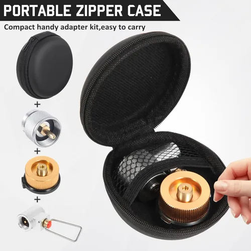 Miniatura 2 de Juego de adaptadores de recambio de propano/isobutano/butano de 3 piezas - Válvula adaptadora de recarga de estufa de camping para tanque de gas