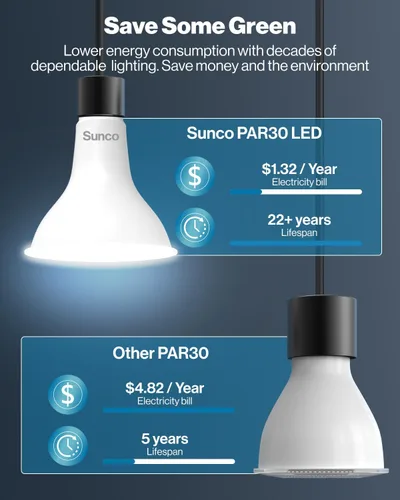 Miniatura 7 de Sunco Paquete de 12 Bombillas LED PAR30, Iluminación de Inundación Exterior, Bombillas de Luz Empotrada de Cuello Largo, 1200 LM, 11W