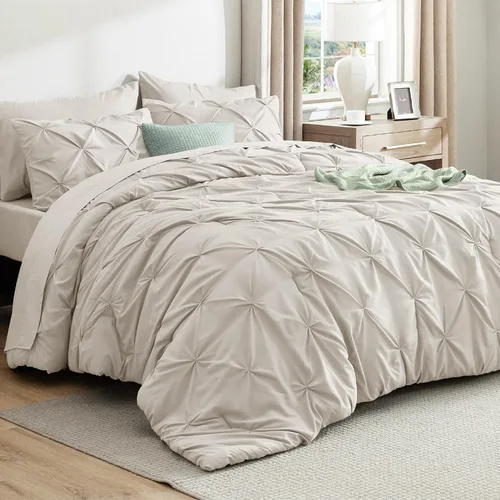 Miniatura 16 de Bedsure - Juego de edredón tamaño matrimonial verde azulado - Juego de ropa de cama tamaño matrimonial en una bolsa de 7 piezas, juego de cama 14