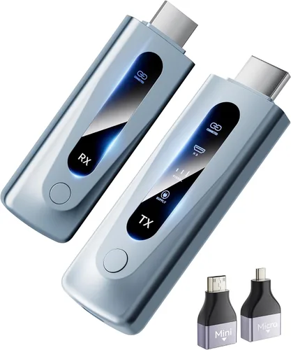 2025 Transmisor y Receptor HDMI Inalámbrico Actualizado 328FT/100M, Kit de Extensor HDMI Inalámbrico 5G+2.4G Portátil de Conectar y Usar para