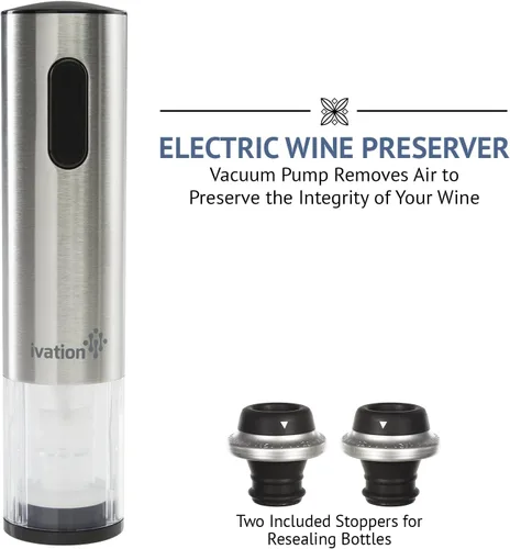 Miniatura 4 de Ivation Set de regalo de vino eléctrico - Incluye abridor de botellas, aireador, conservador al vacío, tapones, cortador de papel de aluminio y base
